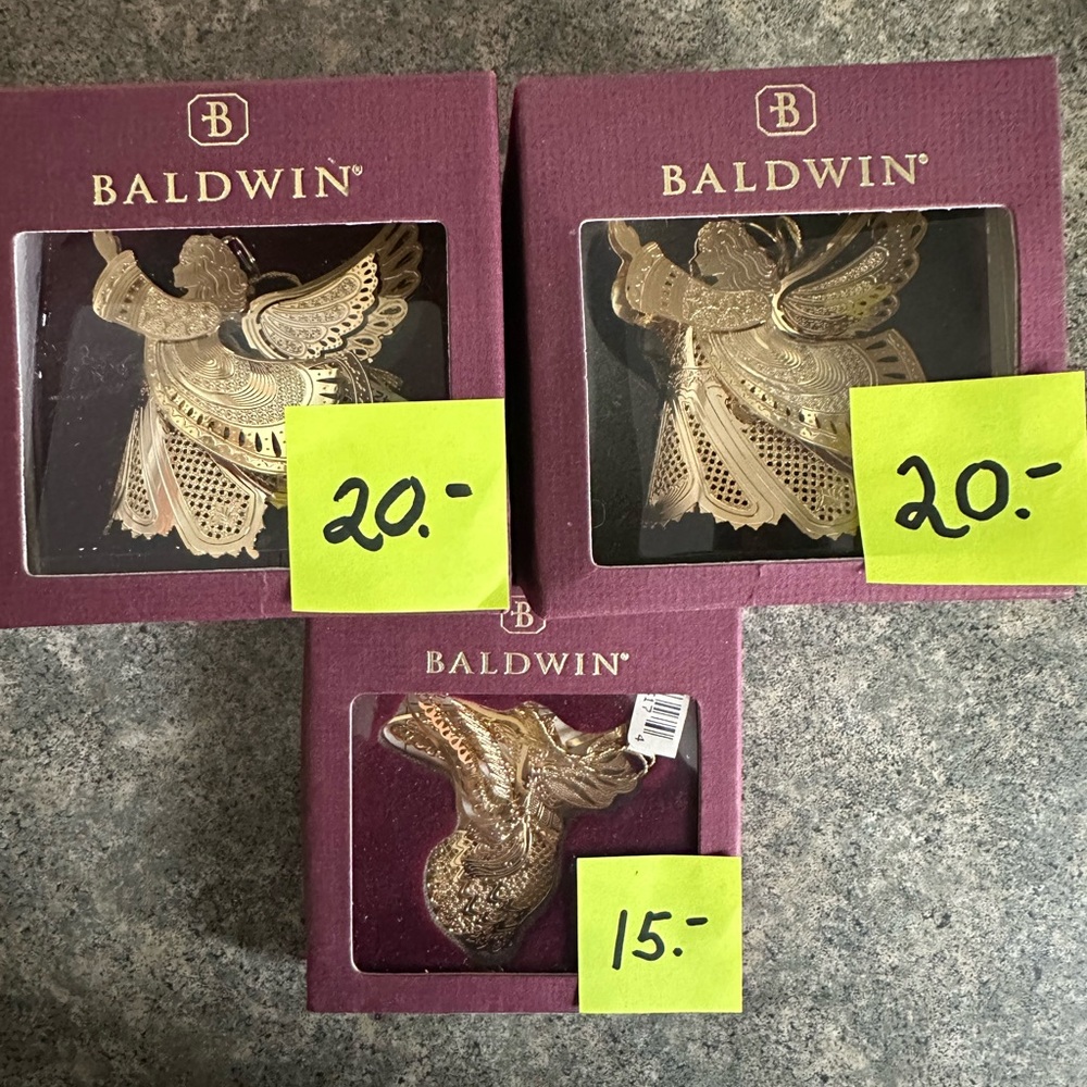 Baldwin  3D Gold Angel Ornament  24K gold overlay on brass